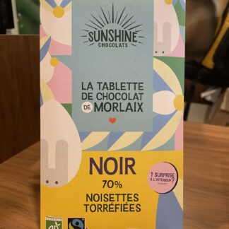 Tablette de chocolat noir 70% – Noisettes torréfiées – BIO – Sunshine – 100g